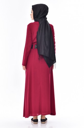 Weinrot Hijab Kleider 3001-08