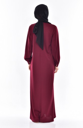 Claret Red Hijab Dress 9022-03