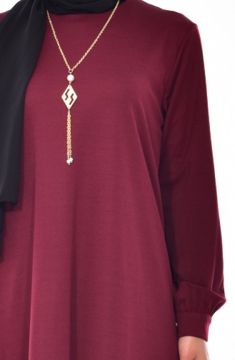 Claret Red Hijab Dress 9022-03