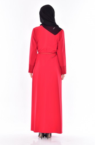 Robe a Ceinture Grande Taille 9001-02 Rouge 9001-02