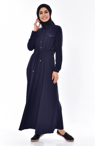 Dunkelblau Hijab Kleider 81469-02