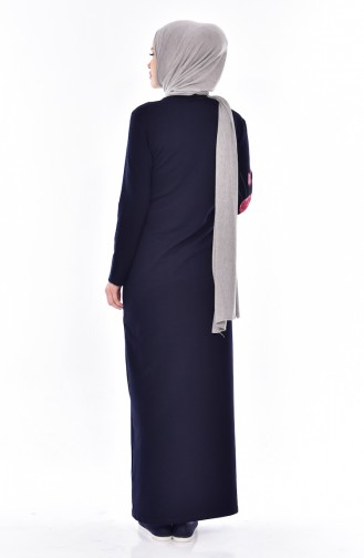 Navy Blue Hijab Dress 2919-11
