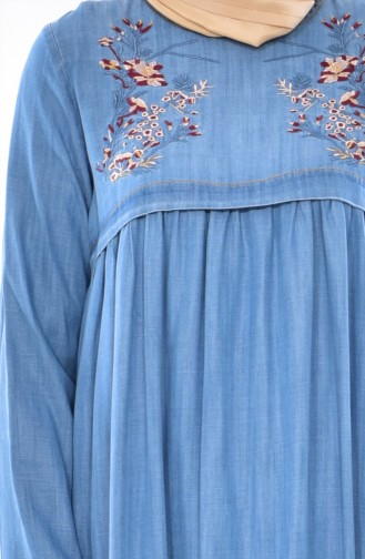 Jeans Kleid mit Stickerei 1825-01 Blau 1825-01
