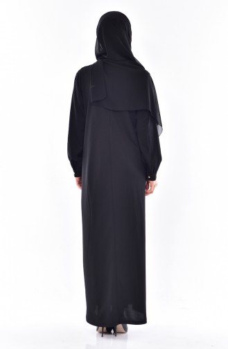 فستان سادة مُزين بقلادة 9022-01 لون أسود 9022-01