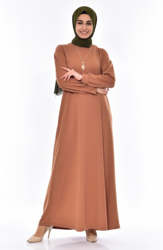 Tan Hijab Dress 9022-06