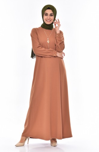 Tan Hijab Dress 9022-06