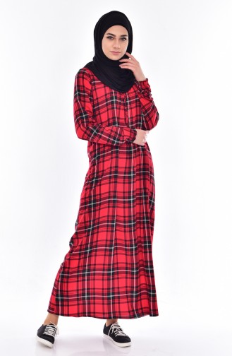 Dilber Plaid Dress 6017-04 Bordeaux 6017-04