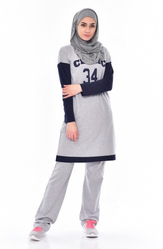 Double Bottom Tracksuit Suit 0386-04 Gray 0386-04