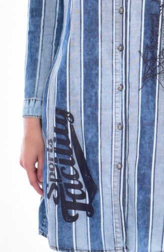 Striped Jeans Shirt 0710-01 Jeans Blue 0710-01