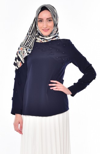 Navy Blue Blouse 0803-03