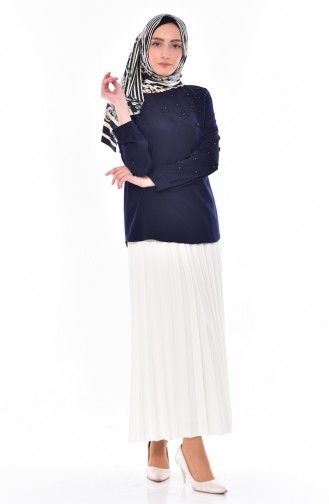 Navy Blue Blouse 0803-03