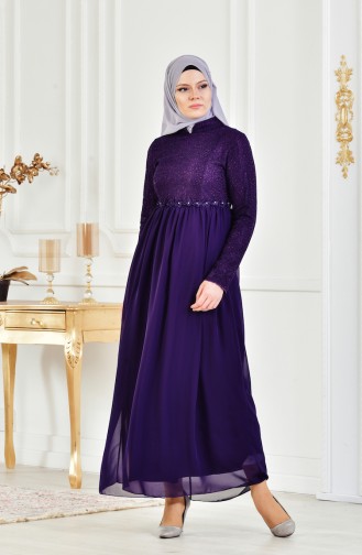 Lace Evening Dress 8150-04 Purple 8150-04