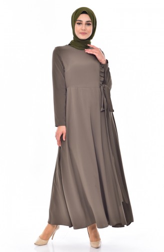فستان سادة بتفاصيل من الكشكش 1228-02