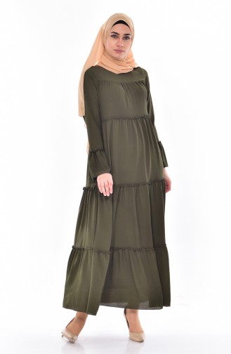pleated Dress 0181-03 Khaki Green 0181-03