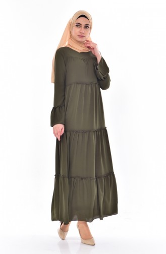 pleated Dress 0181-03 Khaki Green 0181-03