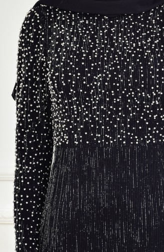 Robe de Soirée a Paillette et Perles 3130-01 Noir 3130-01