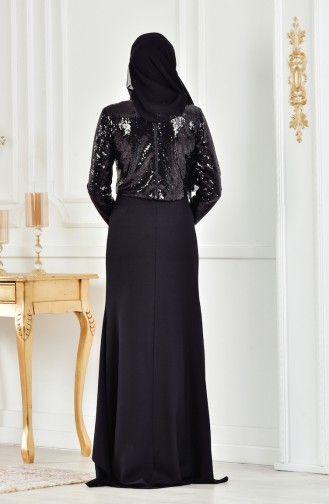 Black Hijab Evening Dress 40422-01