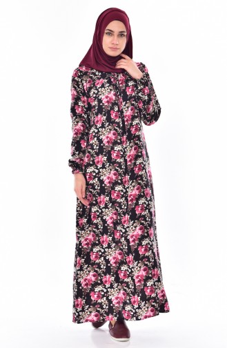 Dilber Rose Patterned Dress 6014-02 Black 6014-02
