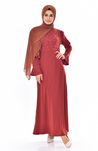 Tan Hijab Dress 7000-07