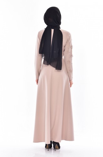 Hijab Kleid mit Gürtel 1085-05 Hell Nerz 1085-05