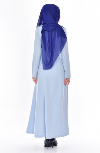 فستان بتصميم مُطبع 6112-02 لون أزرق فاتح 6112-02