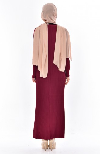 Claret Red Hijab Dress 50844-03