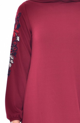 Claret Red Hijab Dress 5157-04