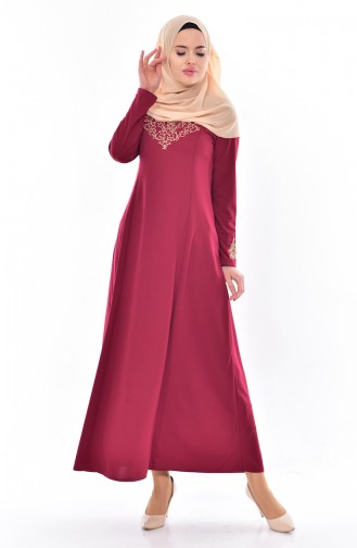 Claret Red Hijab Dress 4401-12