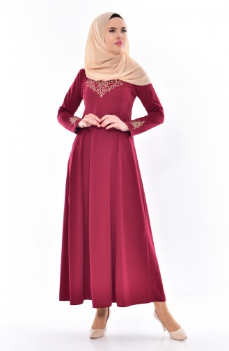 Claret Red Hijab Dress 4401-12