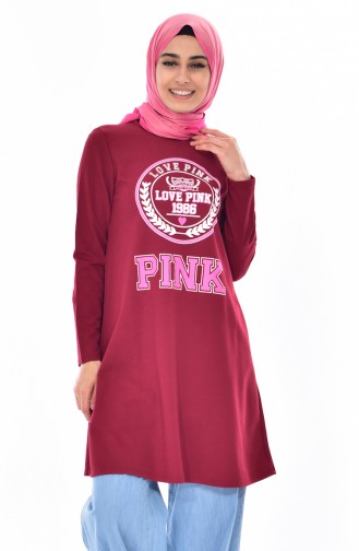 Baskılı Spor Tunik 5050-06 Bordo