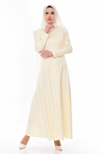 Ecru Hijab Dress 7175-02
