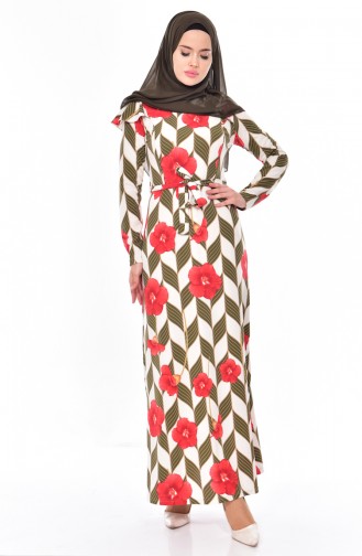 Khaki Hijab Dress 5179-04