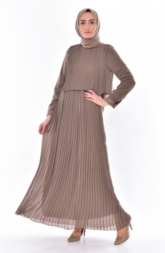 Khaki Hijab Dress 23028-01