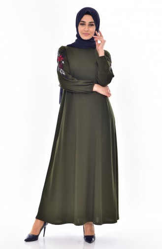 Khaki Hijab Dress 5157-03