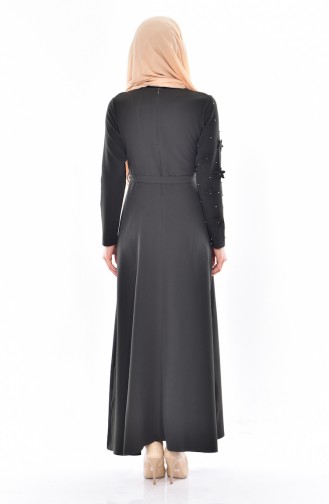 Hijab Kleid mit Gürtel 1085-04 Khaki 1085-04