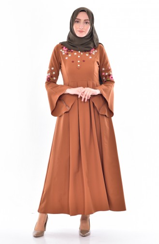 Embroidered Spanish Sleeve Dress 81526-03 Mustered 81526-03