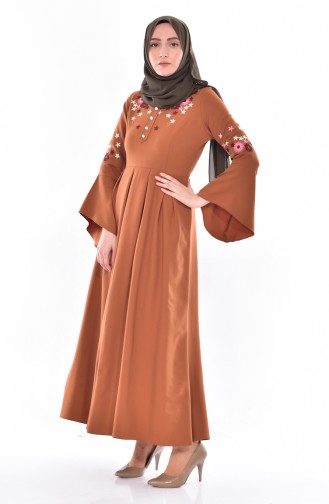Embroidered Spanish Sleeve Dress 81526-03 Mustered 81526-03
