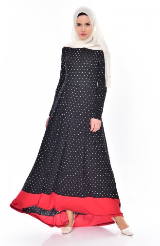 Hijab Kleid mit Schleppe 6018-02 Rot 6018-02