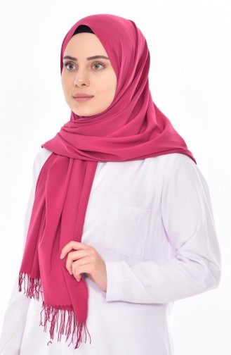 شال شيفون بتفاصيل من شراشيب 95123-04 لون زهري داكن 04