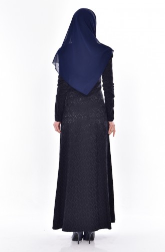 Navy Blue Hijab Dress 7174-02