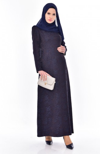 Jacquard Dress 7179-02 Navy Blue 7179-02