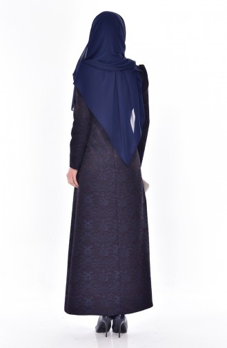 Jacquard Dress 7179-02 Navy Blue 7179-02