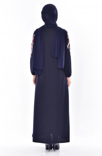 Navy Blue Hijab Dress 5157-02