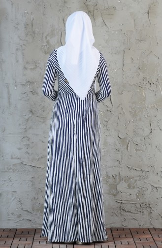 Navy Blue Hijab Dress 9021-02