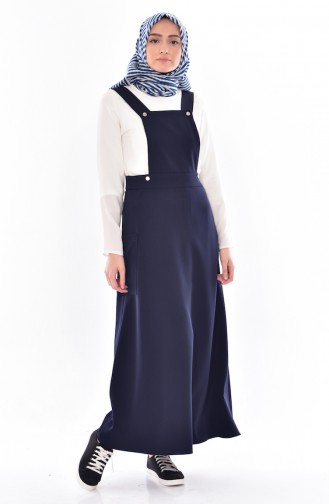 Navy Blue Hijab Dress 6425-03