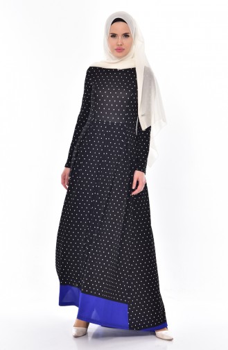 Hijab Kleid mit Schleppe 6018-01 Blau 6018-01