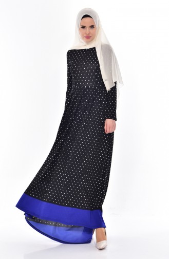 Hijab Kleid mit Schleppe 6018-01 Blau 6018-01