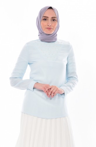 Blouse Perlées 1160-04 Bleu Menthe 1160-04