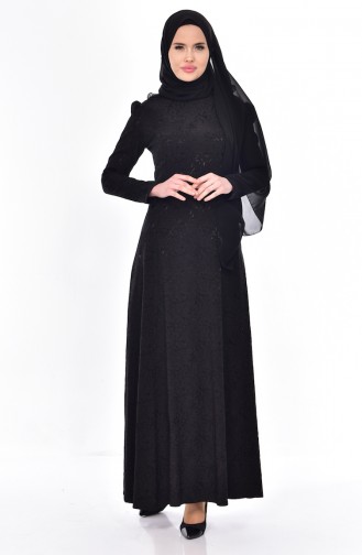 Black Hijab Dress 7174-01