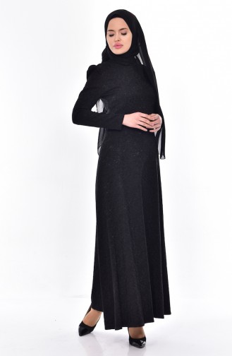 Black Hijab Dress 7175-01